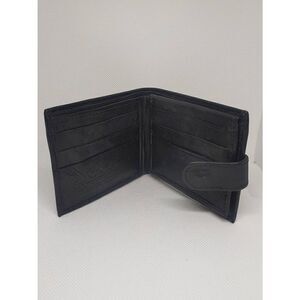 Unisex Handcrafted Genuine Leather Black Bifold W/ Snap Wallet